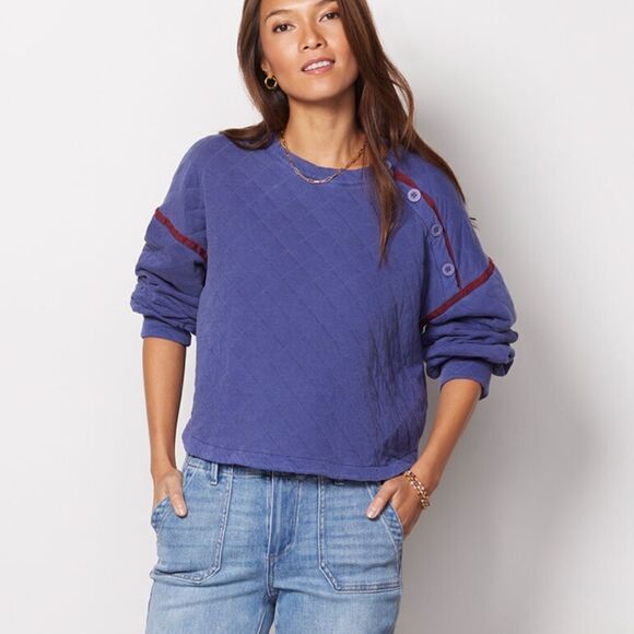 Sundry Quilted Pullover Pigmentmoonlight Sz S NWT - Picture 2 of 8